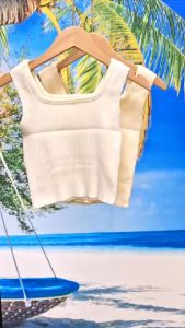 CL001 เสื้อยืดแขนกุด เสื้อกล้ามคอเหลี่ยม สีพื้น