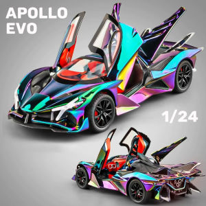 【RUM】1:24 Scale Apollo EVO Electrotyping Alloy Car Model Light & Sound Effect Diecast Car Toys for Boys Birthday Gift Kids Toys Car Collection