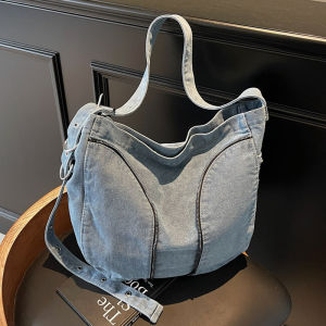 Fashionable Denim Shoulder Bag for Women Large Capacity Tote Bag Crossbody Bag New 2024 Versatile Wide Strap Casual Satchel