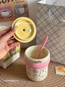 Cute Cartoon Ceramic Mug with Lid