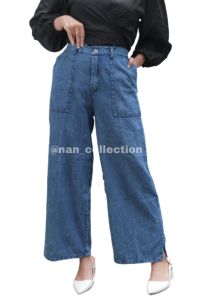 CELANA KULOT JEANS MODEL SLETING PREMIUM-Kulot Jeans Belah Samping Bawah - Kulot Jeans Wanita Kekinian -COD