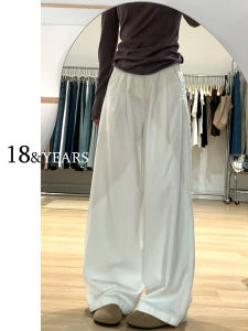 White Wide Leg Denim Jeans Womens Autumn Winter New High Waist Loose Drapey Floor-Length Small Size Straight Tube Pants