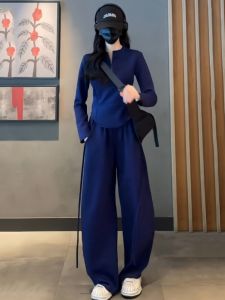 Autumn One Set Fashion Cool Girl Casual Suit Female Easiest for Match Slim Fit Long-Sleeved T-shirt Tops Loose Pants Two-piece Set