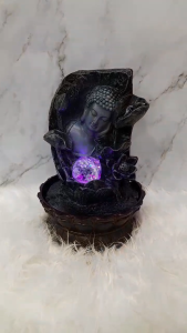 Tranquil Zen Buddha Water Fountain with LED Crystal Light