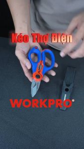 Kéo thợ điện Workpro WP294003 kéo cắt dây điện nhỏ gọn có tấm bảo vệ lưỡi cứng cáp chính hãng Xtools