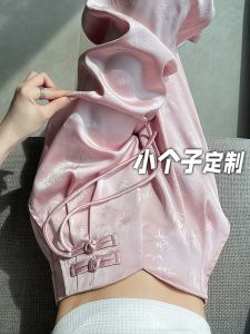 Quần Ống Rộng Satin Cài Nút Cạp Cao Phong Cách Trung Hoa Cho Nữ Mùa Xuân Hè Quần Ống Đứng Thon Gọn