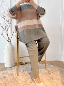 One Set Wanita Big Size Bahan Knit Motif Tone Mina Setelan Rajut Sage Mocca Hitam Oversize Jumbo