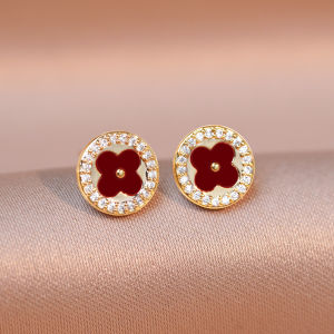 Red Diamante Clove Hoop Earrings 2026 New Style