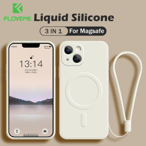 FLOVEME With Wrist Strap Liquid Silicone Frosted Phone Case iPhone 15 14 13 12 11 Pro Max 15 14 Plus Magsafe Wireless Charging Matte Skin Feeling All-inclusive Anti-fall Shockproof Back Cover For iphone 15 14 13 12 11