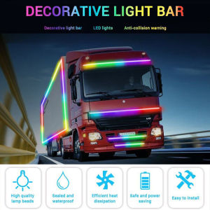 RGB Car Tail Light Light Strip 24V Decorative Ambient Lamp LED Sequential Flowing Lights Dynamic DRL Truck LED Strip Streamer Warning Lamp Bar