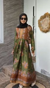 GAMIS BATIK MUSLIMAT NU SERAGAM BATIK NU / BAJU PENGANJIAN GAMIS MUSLIMAT FATAYAT SEMI SUTERA