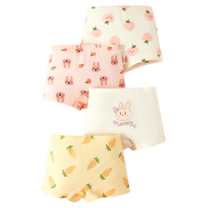 miiow | Childrens Cotton Underwear Girls Boxer Shorts Pure Cotton Flat Angle Elementary School Students Briefs Comfortable Breathable