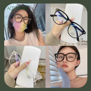 แว่นสายตาสั้น (0 ถึง -500 ) แฟชั่นใหม่ เวอร์ชั่นเกาหลี กรอบใหญ่ ป้องกันแสงสีฟ้า กระจกแบน แต่งหน้าธรรมดา สตรีท ยิงทุกการแข่งขัน กรอบแว่นตาตกแต่ง
