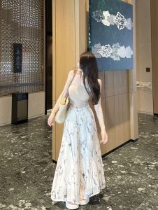 Slimming High Waist Straight Leg Pants Ink And Shadow Water-Based Print Casual Wide Leg Long Trousers for plus Size Women