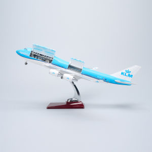 47cm 1/150 Large Scale KLM B747 Resin Diecast Airplane Model Kit with Stand Cabin Door Openable For Aviation Souvenir Gift