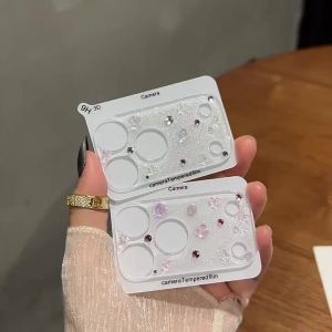 1 Miếng Dán Phim Bảo Vệ Ống Kính iPhone Trang Trí Đá Pha Lê Tương Thích Với iPhone 17 Pro 17 ProMax 16 Pro 15 ProMax - Vòng Bảo Vệ Ống Kính Camera Sau