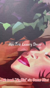 Tranh in canvas bức họa The Kiss của Gustav Klimt nhiều mẫu nhiều size đã gồm khung và đinh treo