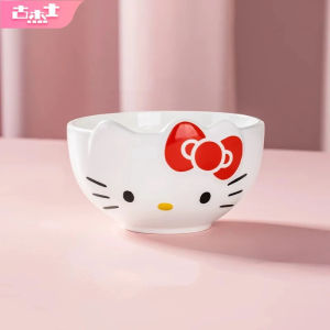 For Sanrio Ceramic Bowl Cartoon Hello Kitty 3D Relief Bowls Cute Kuromi Rice/Salad Bowls Home Collaboration Ceramic Tableware