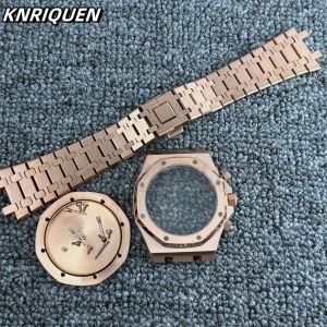 Men 41mm Rose Gold Black Silver 316l Stainless Steel Case Strap Watch Modified fits Seko Vk63 Quartz Movement Chronograph