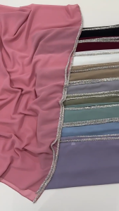 Diamond long edge chiffon scarf Muslim hijab womens headscarf.Features a chic diamond long edge for a sophisticated look.