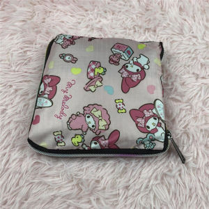 New Hello Kitty Waterproof Foldable Shopping Bag Portable Eco-friendly Vegetable Buying Cartoon Style Oxford Cloth Material