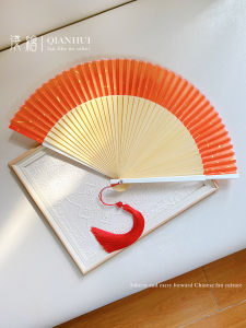 Red Folding Fan Easy to Open And Close for Dancing Wedding Womens Classical Hanfu Qipao Small Foldable Fan Retro Style Hand-Painted Silk