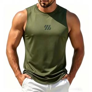 Summer Men Mesh Breathable Quick Dry Running Tank Top Men Sleeveless T-shirt Gym Fitness Workout Vests Lightweight Training Tops
