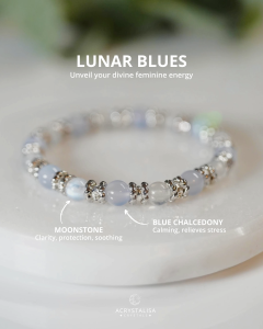 Lunar Blues Crystal Bracelet | Moonstone Blue Chalcedony