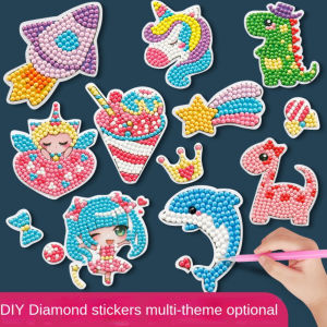 Child Diamond DIY Painting Sticker Set Toys Colorful Cartoon Sticker Handmade Arts Crafts Painting Girls Boys Magical Paste Gift