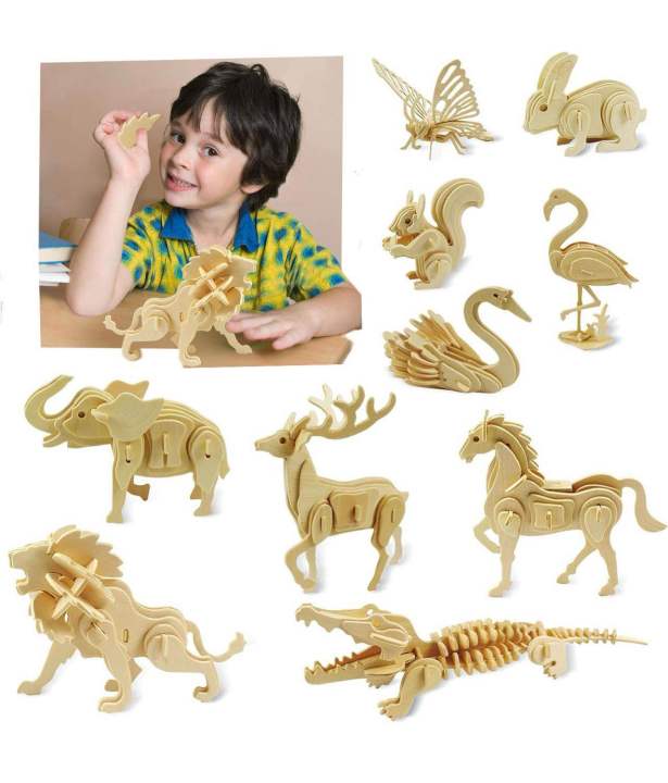 [SG STOCK] 3D Wooden Puzzle Jigsaw Puzzle Kids DIY Toy Educational Toys ...