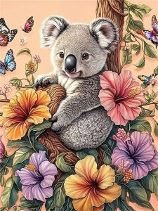 HUACAN Diamond Art Koala Animal Flower Full Kits Diamond Painting 5D Mosaic 5D Hobby Creative Crafts For Home Decoration