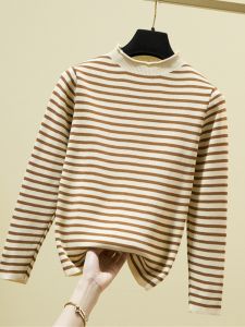 ผู้หญิง เสื้อผ้าถัก ลายทาง แขนยาวครึ่งสูง ปกเสื้อ เสื้อสเวตเตอร์ ฤดูใบไม้ร่วง ฤดูหนาว แฟชั่นสไตล์การเดินทาง สลิมฟิต ความยาวปกติ