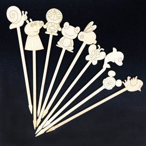 Internet Celebrity Mini Shorter Skewer Stylish Sugar-Coated Haws on a Stick Heart Bamboo Prod Fancy Cute Cartoon Household Kids Fruit Fork