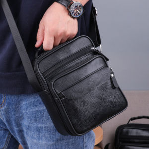 Túi Đeo Vai Da Thật PULAFERE Túi Đeo Chéo Nam Túi Xách Da Bò Lớp Trên Cùng Túi Đeo Vai Vuông Đứng Dung Tích Lớn Túi Xách Thường Ngày