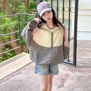 Girls Summer Lightweight UV Protection Clothes Hooded Top Childrens Outdoor Skin Clothes Breathable Moisture-wicking