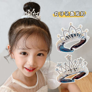 Princess Style Pearl Crown Hair Accessories for Girls Bun Hair Clips Childrens Fashionable Hair Ties from China