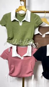Crop Top Kerah Serut Samping / Atasan Crop Serut Samping Wanita 4564