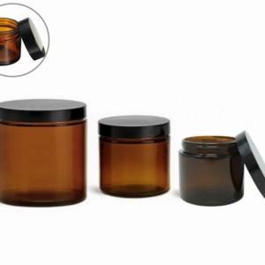 MultiPurpose Storage Glass Jar Black Cover (1 Piece) Thick Amber Glass Jar Bottle Storage Jar Botol