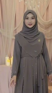 Terlaris Gamis Ceruty Busui Set Hijab Wanita Terbaru 2024 Dress Kondangan Lebaran Viral