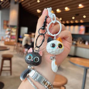 Cute Big Eye Cat Head Keychain Exquisite Anti-loss Cat Head Pendant Creative High Quality 3D Cartoon Keyring Couple
