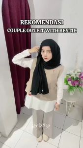 Dauky Vest Flower Melbourne | Vest Korea | Rompi Vest Premium Warna Putih Hitam Khaky