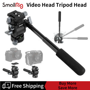SmallRig Video Tripod Fluid Head (Max Load 5KG) with Adjustable Telescopic Handle (Left / Right Handle and Length Adjustment) Arca Swiss Quick Release Plate for Compact DSLR Camera Mirrorless 3457