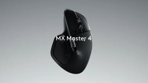 Logitech MX Master 4 Wireless Mouse - 8K DPI Darkfield Laser Built-In Haptics & Actions Ring Custom Shortcut Controls