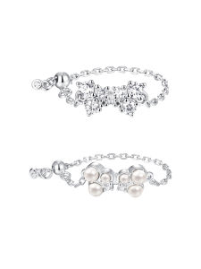 TOGGLER | Adjustable Mini Bow Crystal Silver Plated Ring