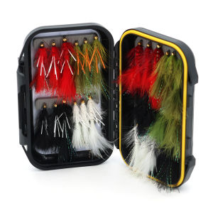 30pcs/Box Assorted Woolly Bugger Streamers Fly Brass Head Rubber Leg Fishing Flies Pike Bass Trout Fishing Lure Red Black #4 6 8