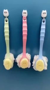 Sikat Mandi 2 Sisi Sikat Gosok Punggung Gagang Panjang / Sikat Spons Sabut Shower Puff / Sikat Gosok Mandi / Penggosok Punggung 2IN1 Sikat Punggung Sikat Bulu Lembut Terlaris