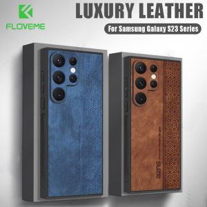 FLOVEME Luxury PU Leather Hybrid Silicone Phone Case For Samsung Galaxy S23 S22 Ultra S23 S22 Plus Plaid Pattern Business All-inclusive Shockproof Back Cover For Samsung S23 S22