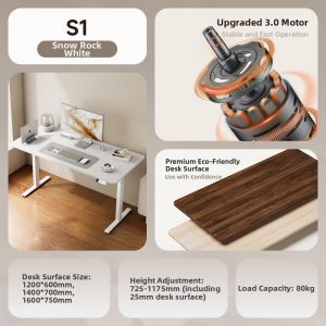 Brateck | Electric Intelligent Lifting Desk Solid Wood