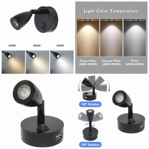 1-Pack 12-24V LED Reading Light Car Interior Spot Lamp Bedside Wall Mount Light for RV Boat Caravan Motorhome Truck Camper