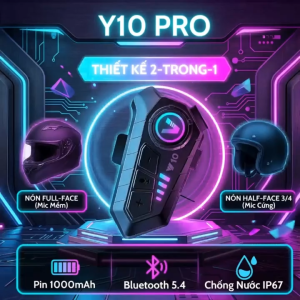 Tai Nghe Gắn Mũ Bảo Hiểm Y10 – Bản 2 Trong 1 Kèm Mic Cứng Mềm Chống Nước IP66